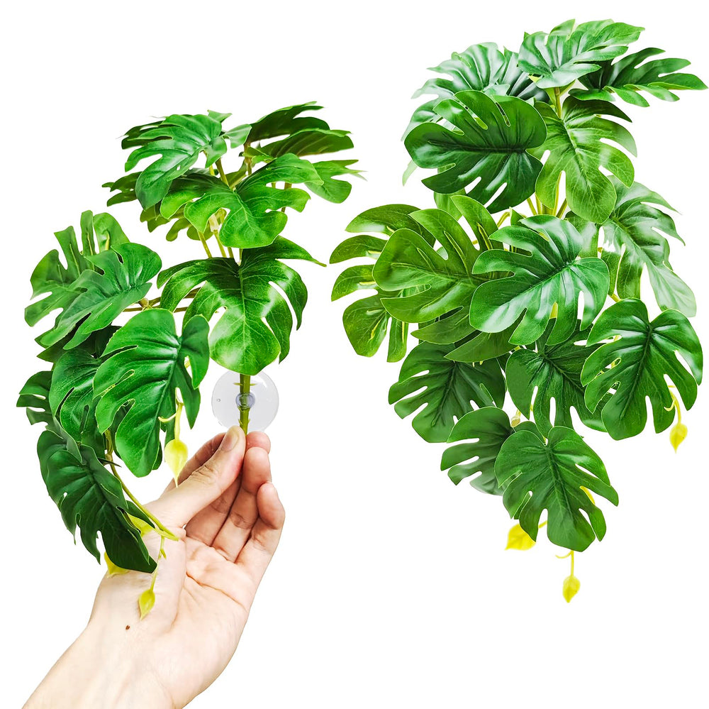 Woyrise reptile plants hanging with suction cups securely attach to terrarium walls.
