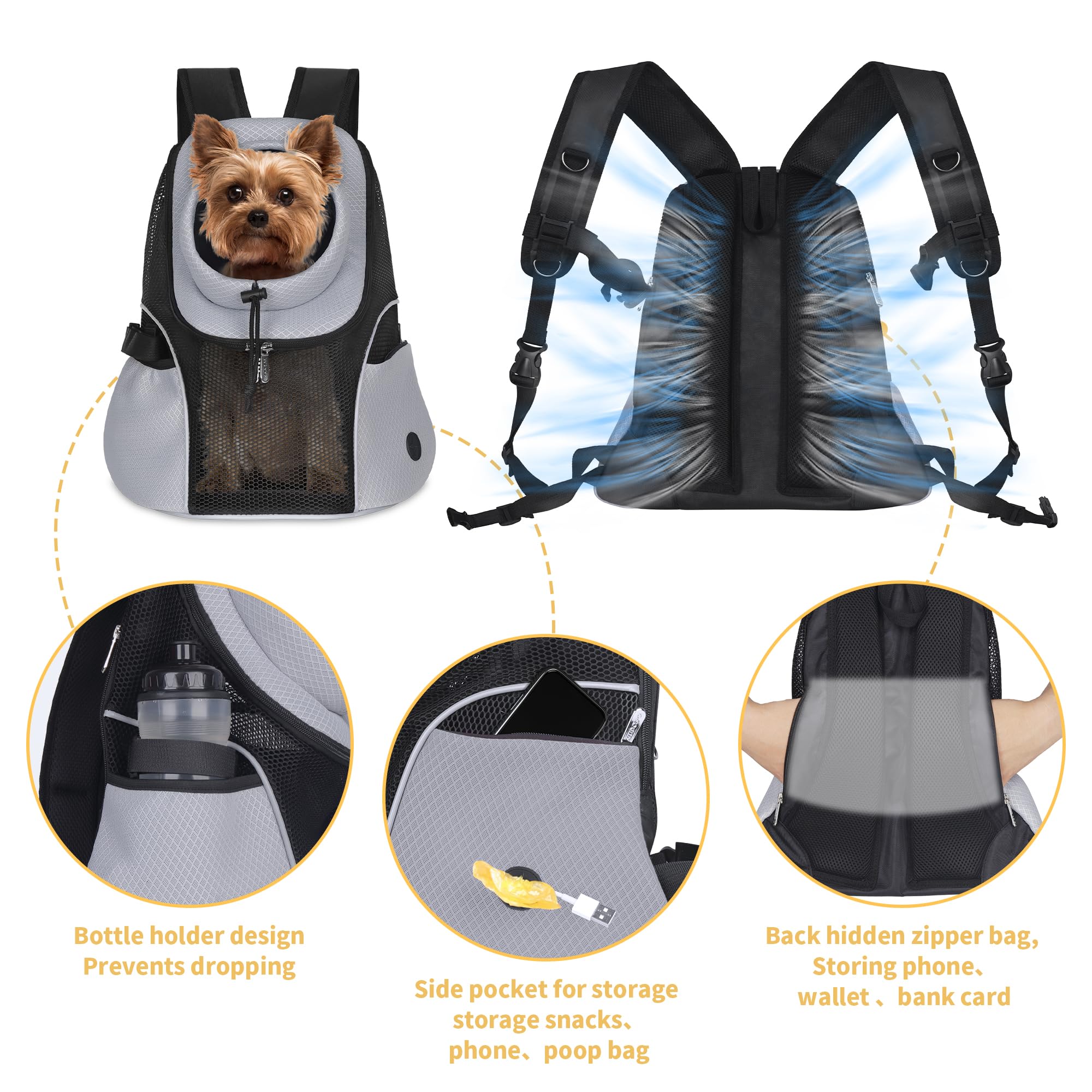 WOYYHO carrier left-pocket rope storage image highlights bulky-item organization during travel