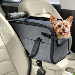 WOYYHO console dog seat front view showing elevated, secure seating for pets on car trips