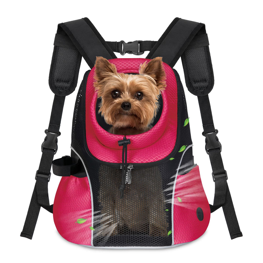 WOYYHO dog carrier backpack front view features breathable mesh for cooler travel