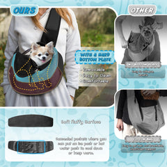 WOYYHO dog sling cyan bottom-with-pet showcases soft fleece padding for cozy rides.