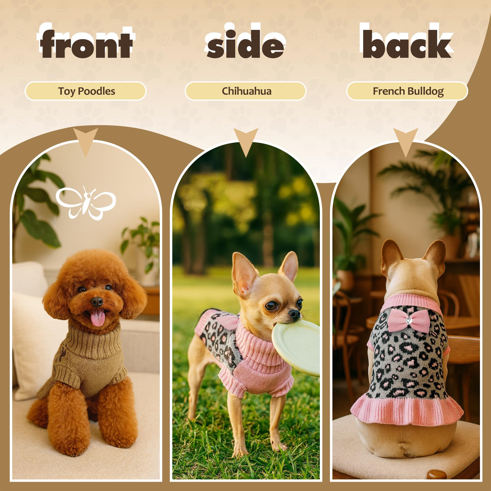 WOYYHO dog sweater dress diamond bow detail enhances cute photos.