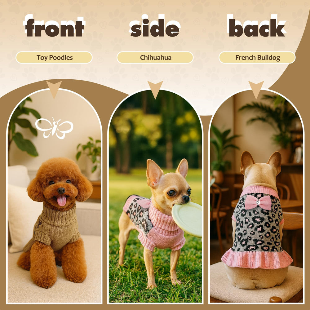 WOYYHO dog sweater dress diamond bow detail enhances cute photos.