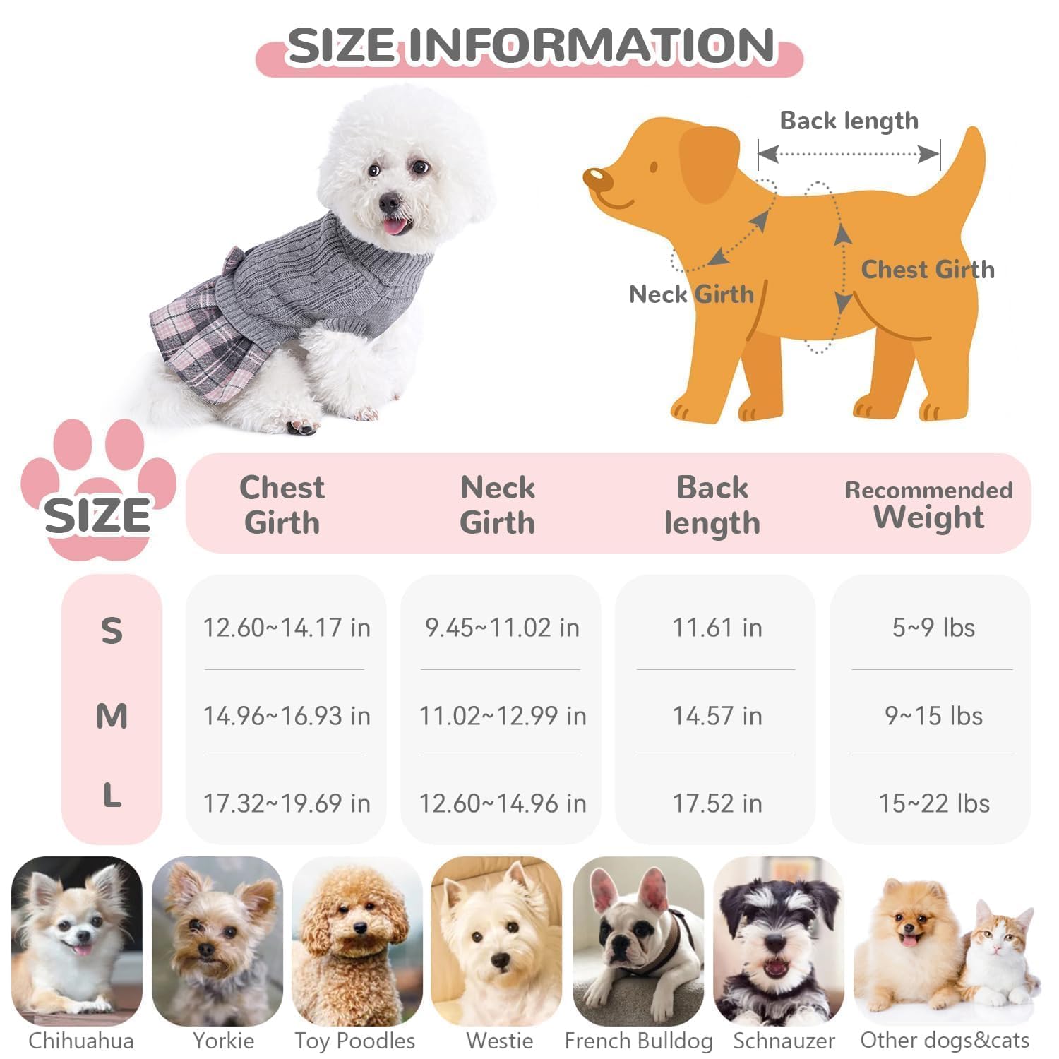 WOYYHO dog sweater dress pleated skirt creates playful princess-inspired look.