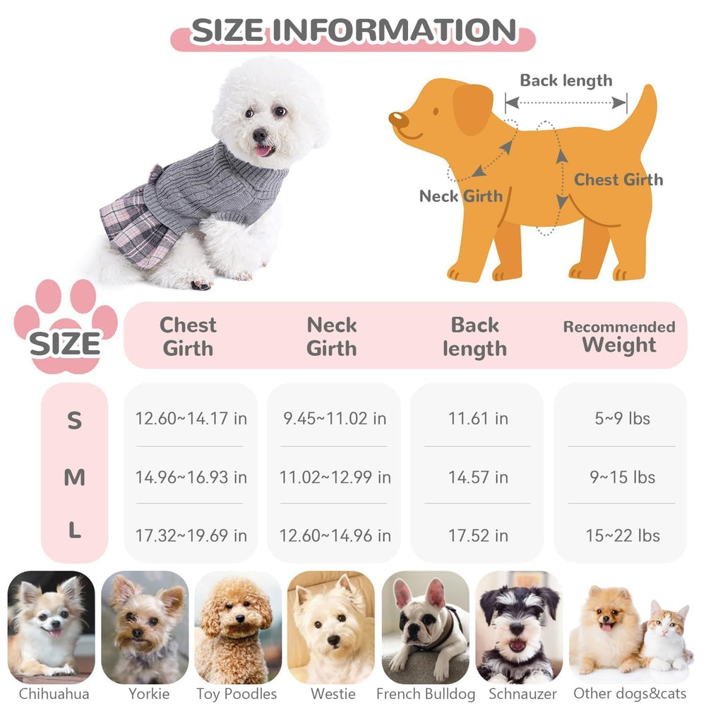 WOYYHO dog sweater dress pleated skirt creates playful princess-inspired look.