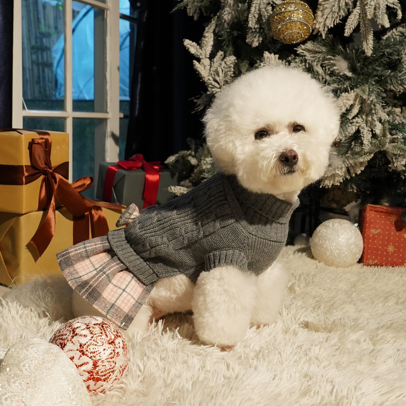 WOYYHO dog sweater dress sleeveless design simplifies wearing and bathroom visits.