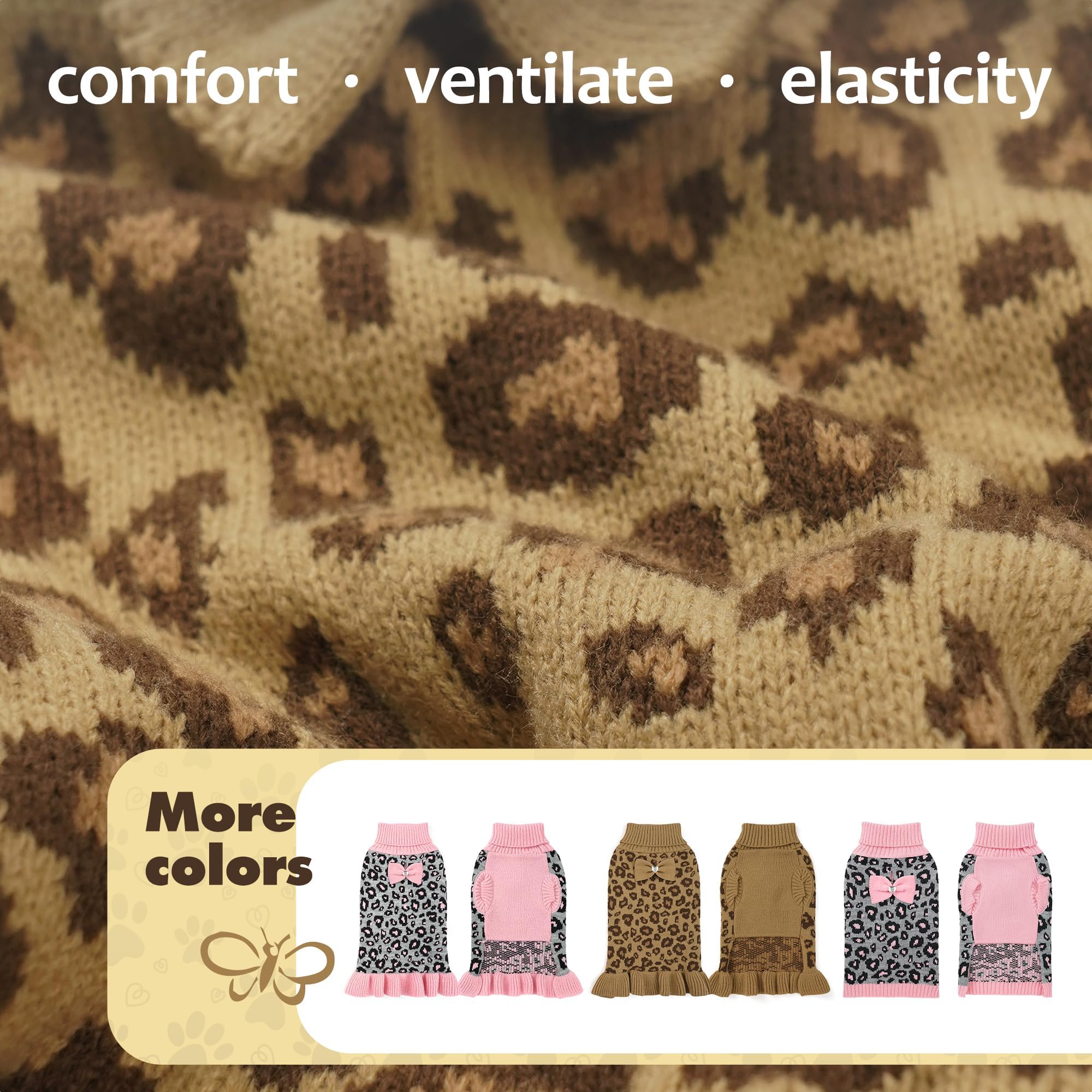 WOYYHO dog sweater dress soft stretchy yarn for comfortable movement.