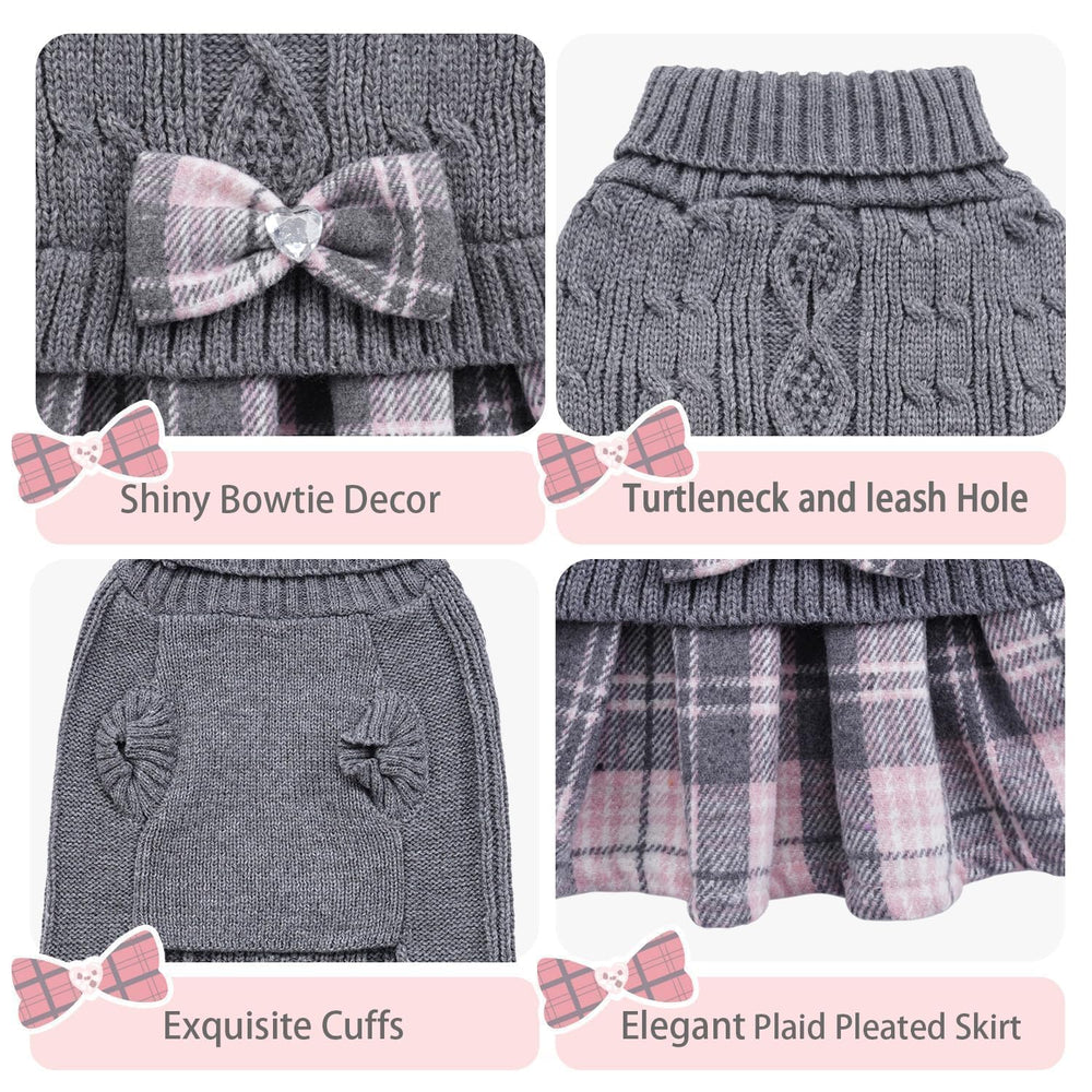WOYYHO dog sweater dress with turtleneck delivers extra warmth around the neck.