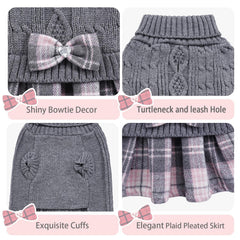 WOYYHO dog sweater dress with turtleneck delivers extra warmth around the neck.