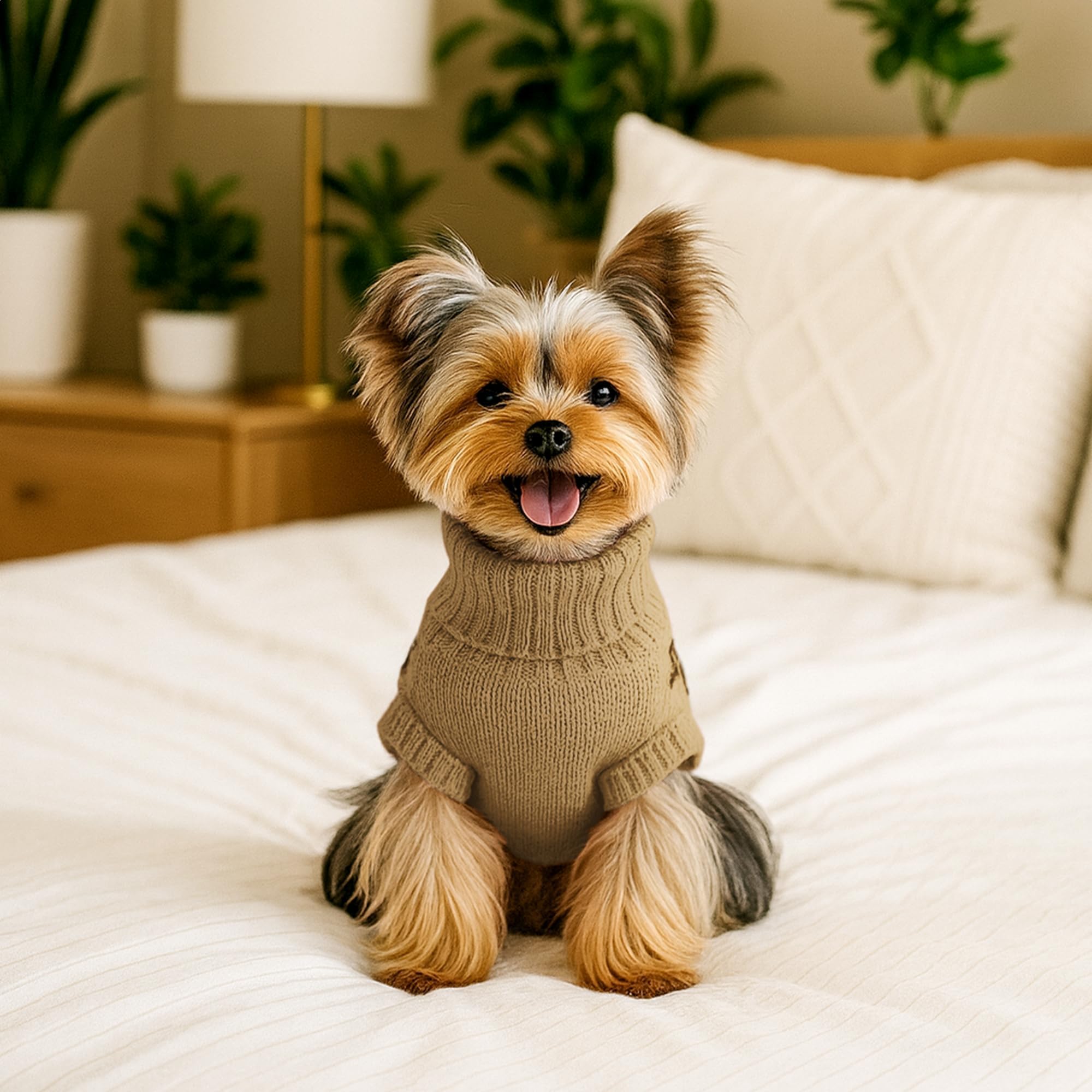 WOYYHO dog sweater dress warm for fall and winter seasons.