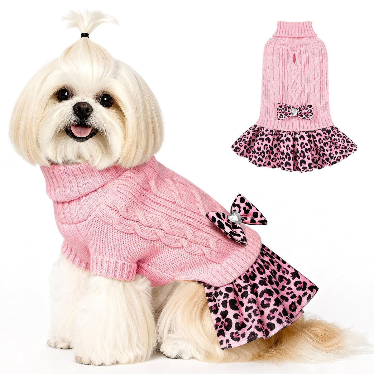 WOYYHO dog sweater pullover design keeps small dogs easy to dress and warm