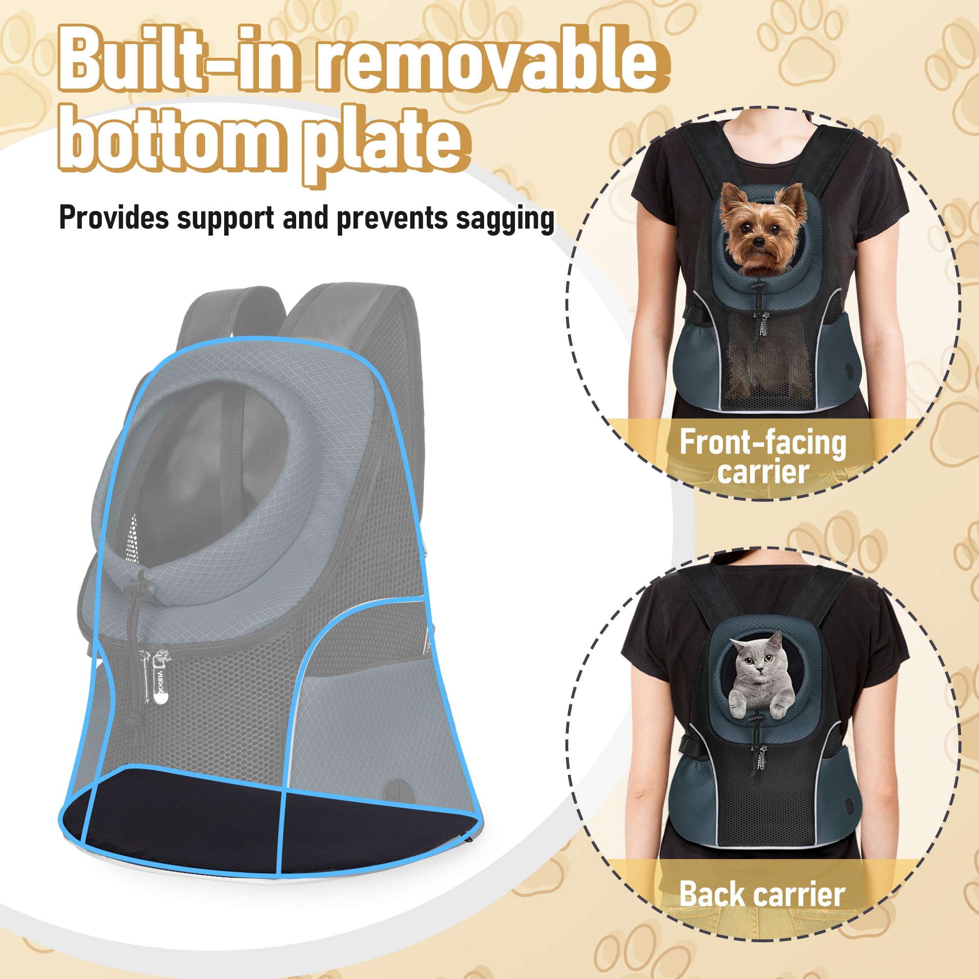 WOYYHO pet-carrier-backpack-removable-baseplate enhances stability for comfort