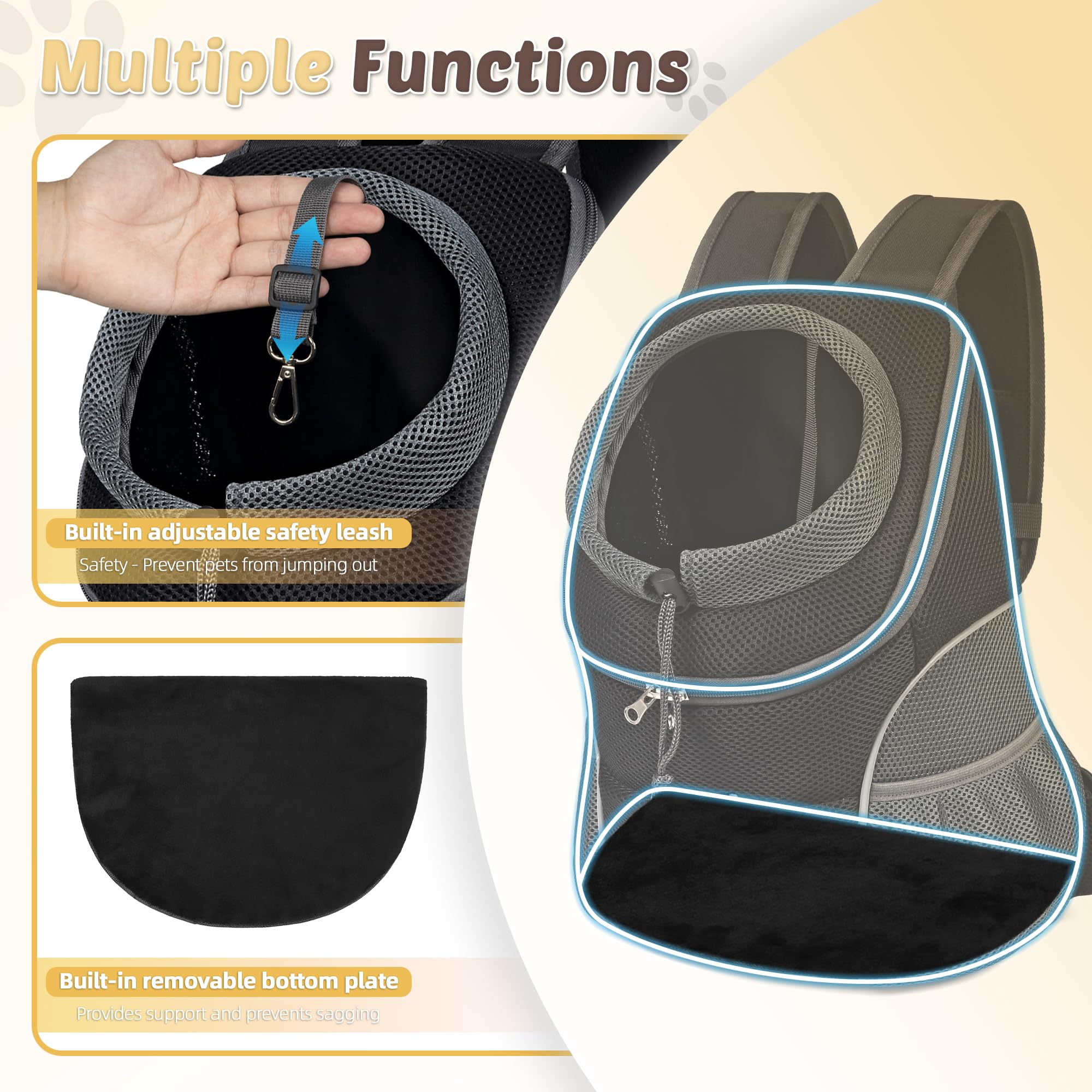 WOYYHO pet carrier side pockets image emphasizes storage for phone, snacks, and essentials.