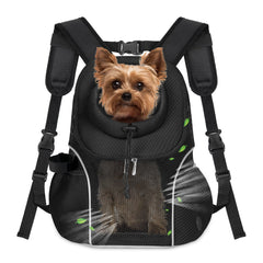 WOYYHO pet dog carrier backpack front view with breathable mesh for airflow.