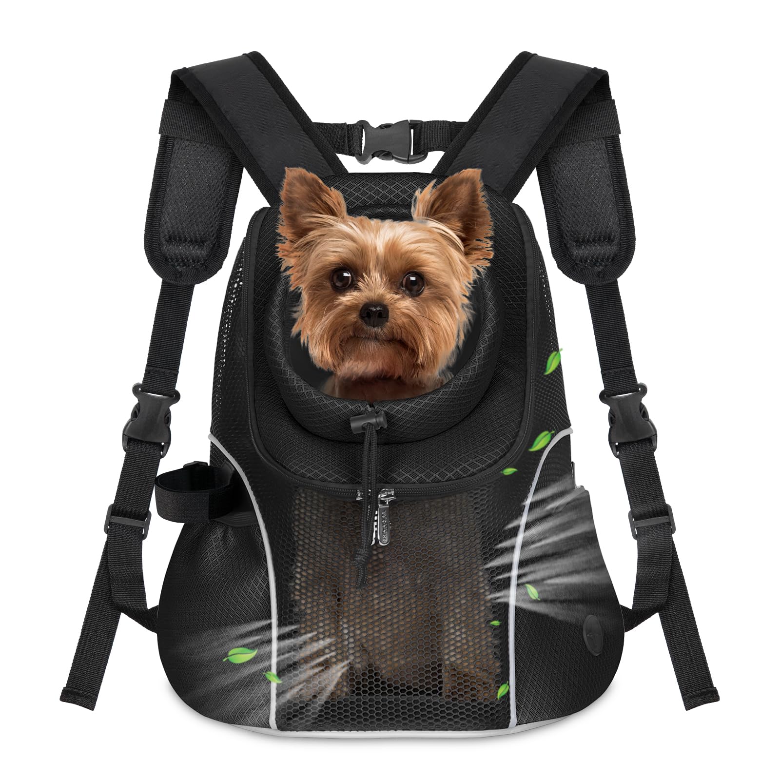 WOYYHO Pet Dog Carrier Backpack front view shows breathable mesh for small dogs