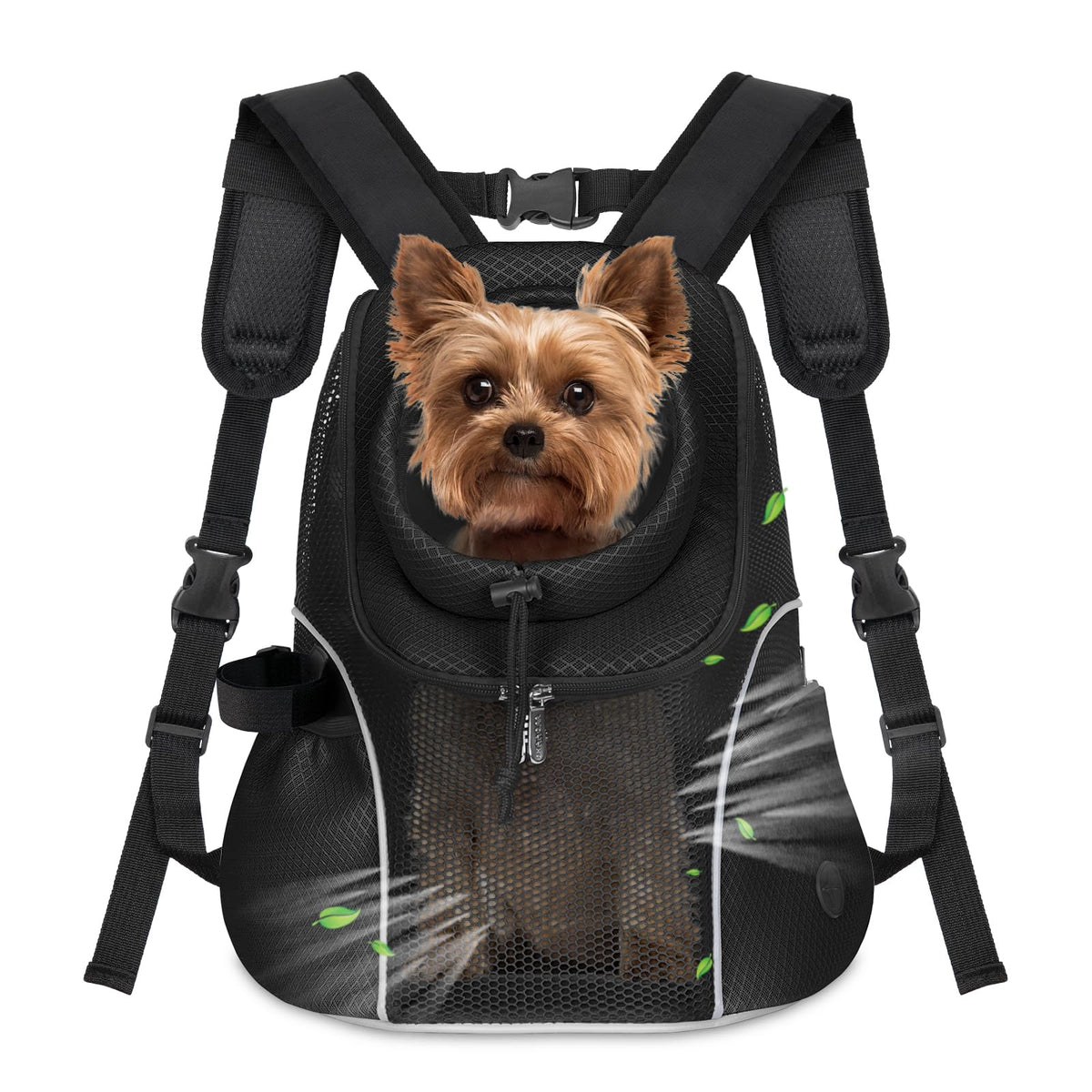 WOYYHO Pet Dog Carrier Backpack front view shows breathable mesh for small dogs