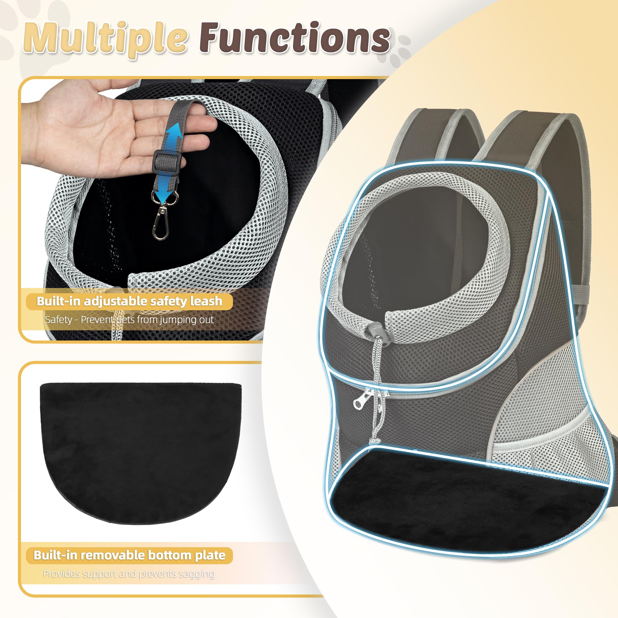 WOYYHO dog carrier backpack side pockets ideal for storing phone and snacks