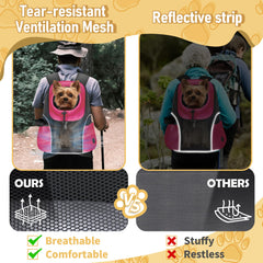 WOYYHO dog carrier backpack side view highlighting ventilation for warm weather