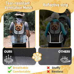 WOYYHO pet carrier backpack side view showing ventilation mesh for comfort