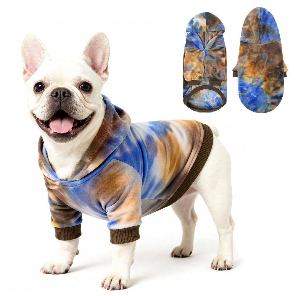 WOYYHO tie-dye dog hoodie colorful pattern ideal for photos