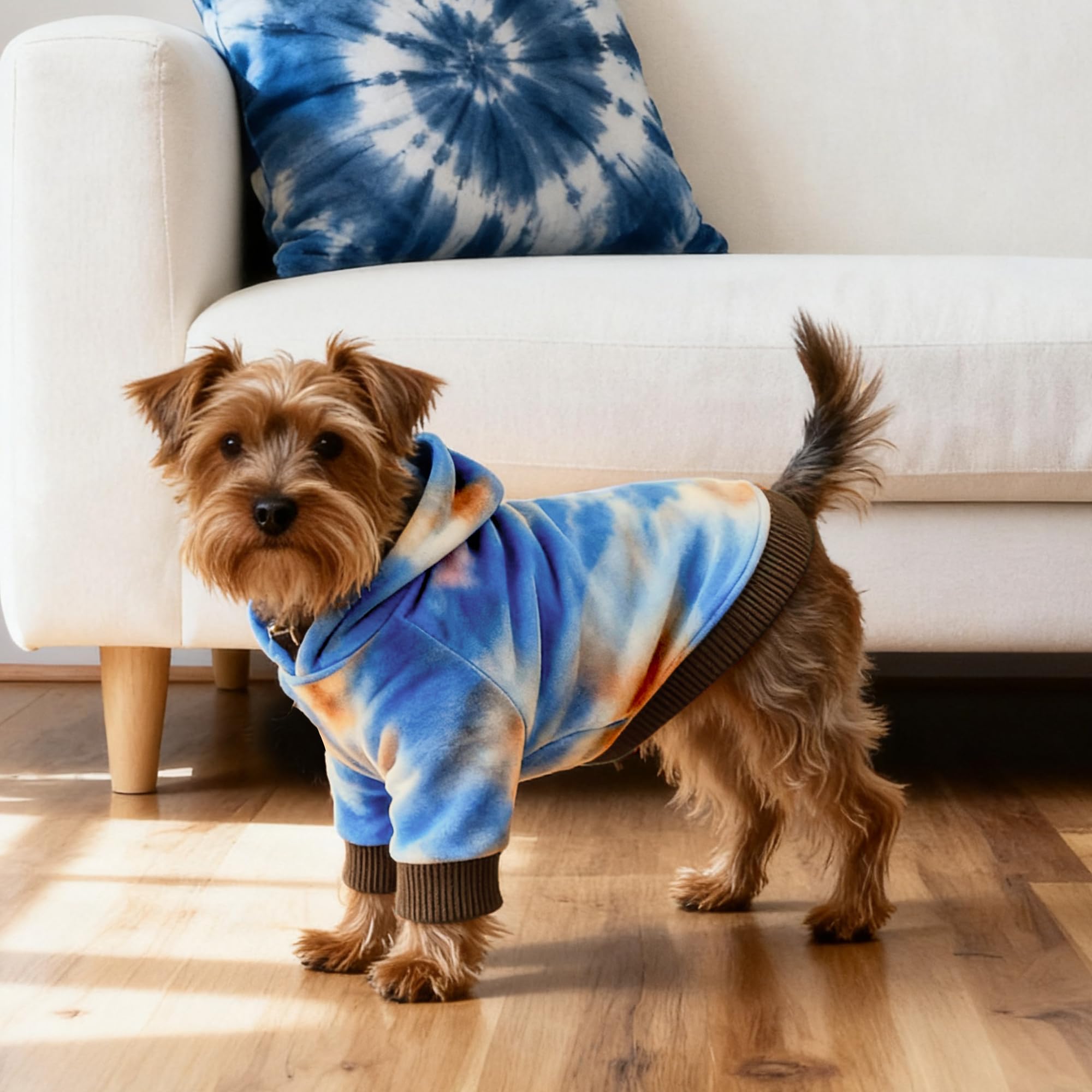 WOYYHO tie-dye dog hoodie pullover neck for quick dressing