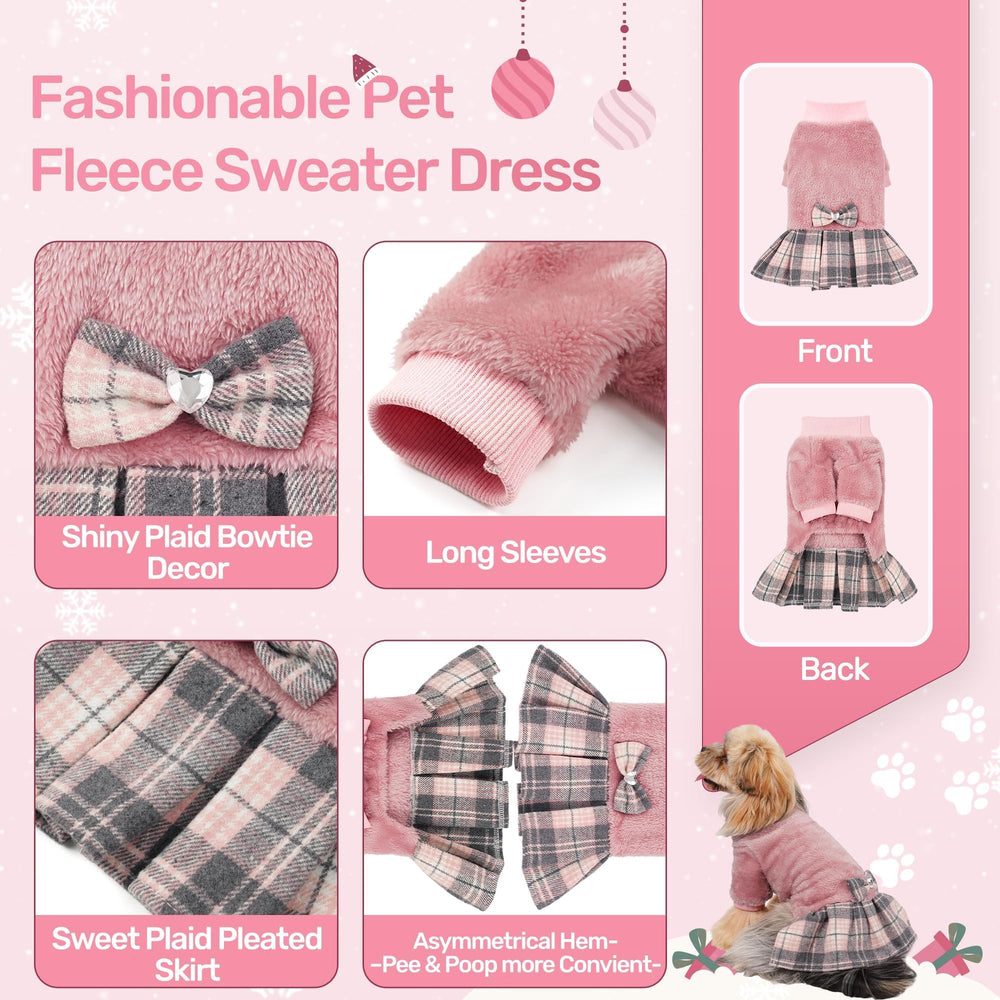 WOYYHO warm fleece dress closeup reveals plush fabric and warmth