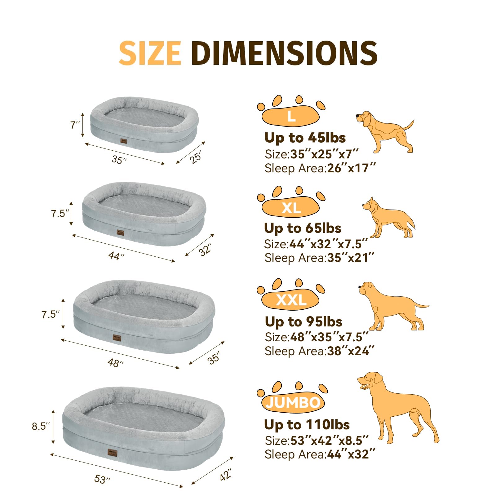 WOZOKE bolstered dog bed 360-degree support for curling or stretching dogs