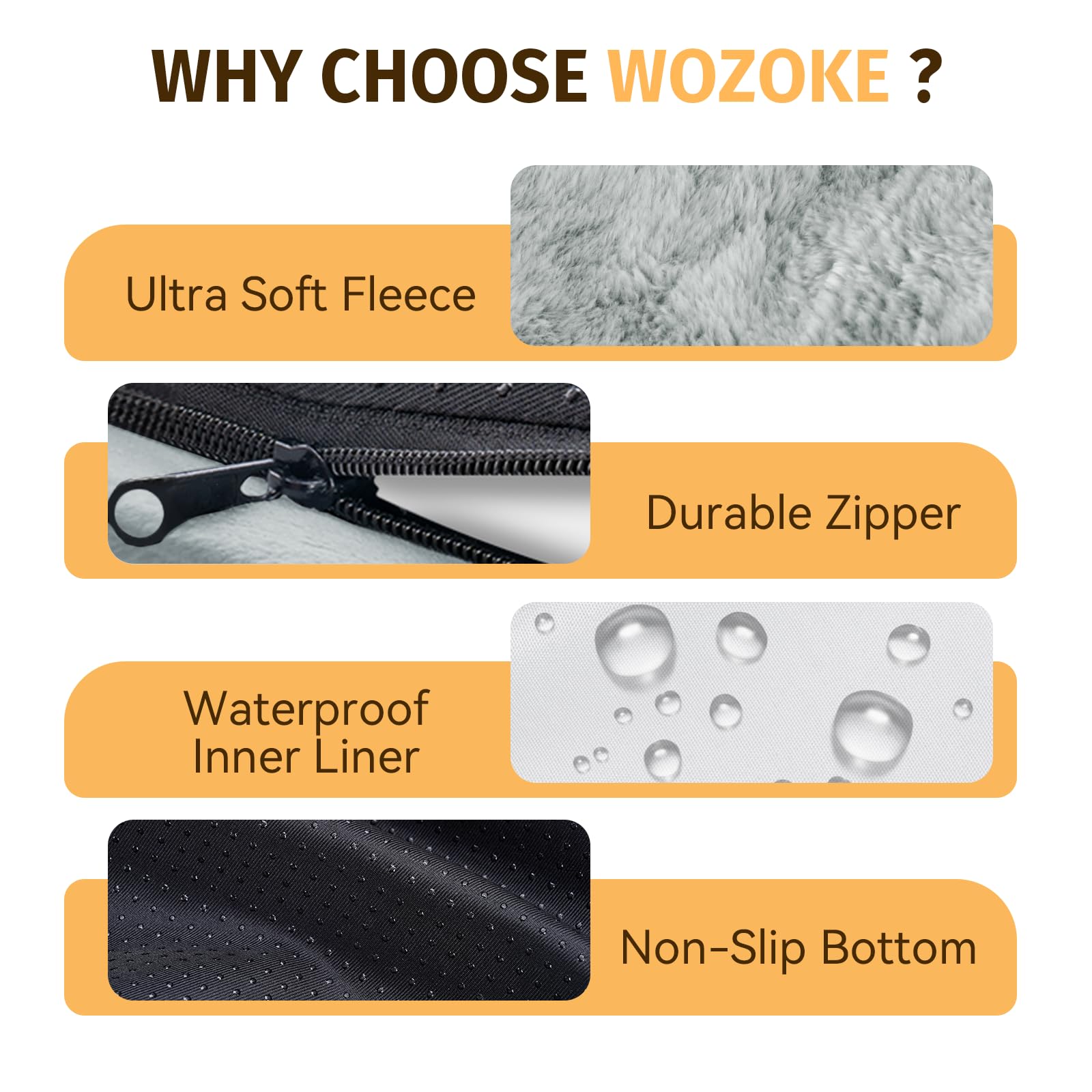 WOZOKE memory-foam-inspired comfort suits dogs who curl or stretch.