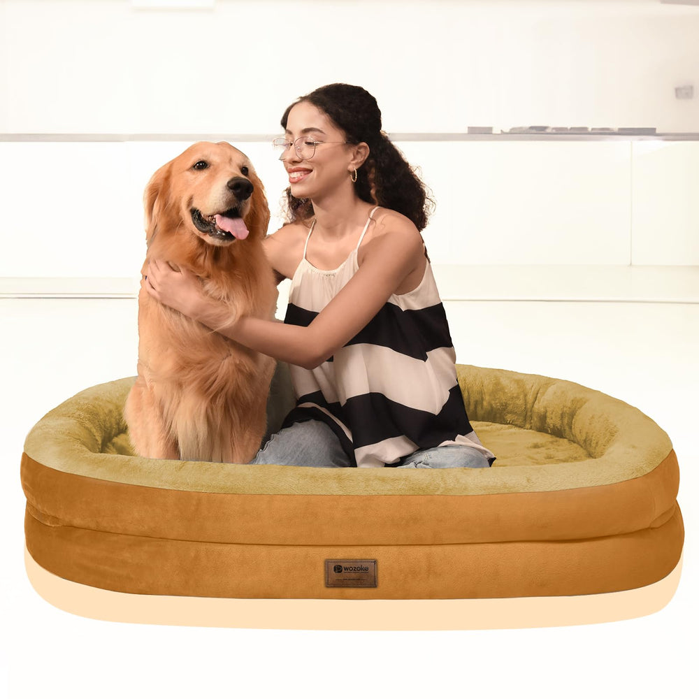 WOZOKE dog resting curled in bed demonstrates versatile comfort and enclosure.