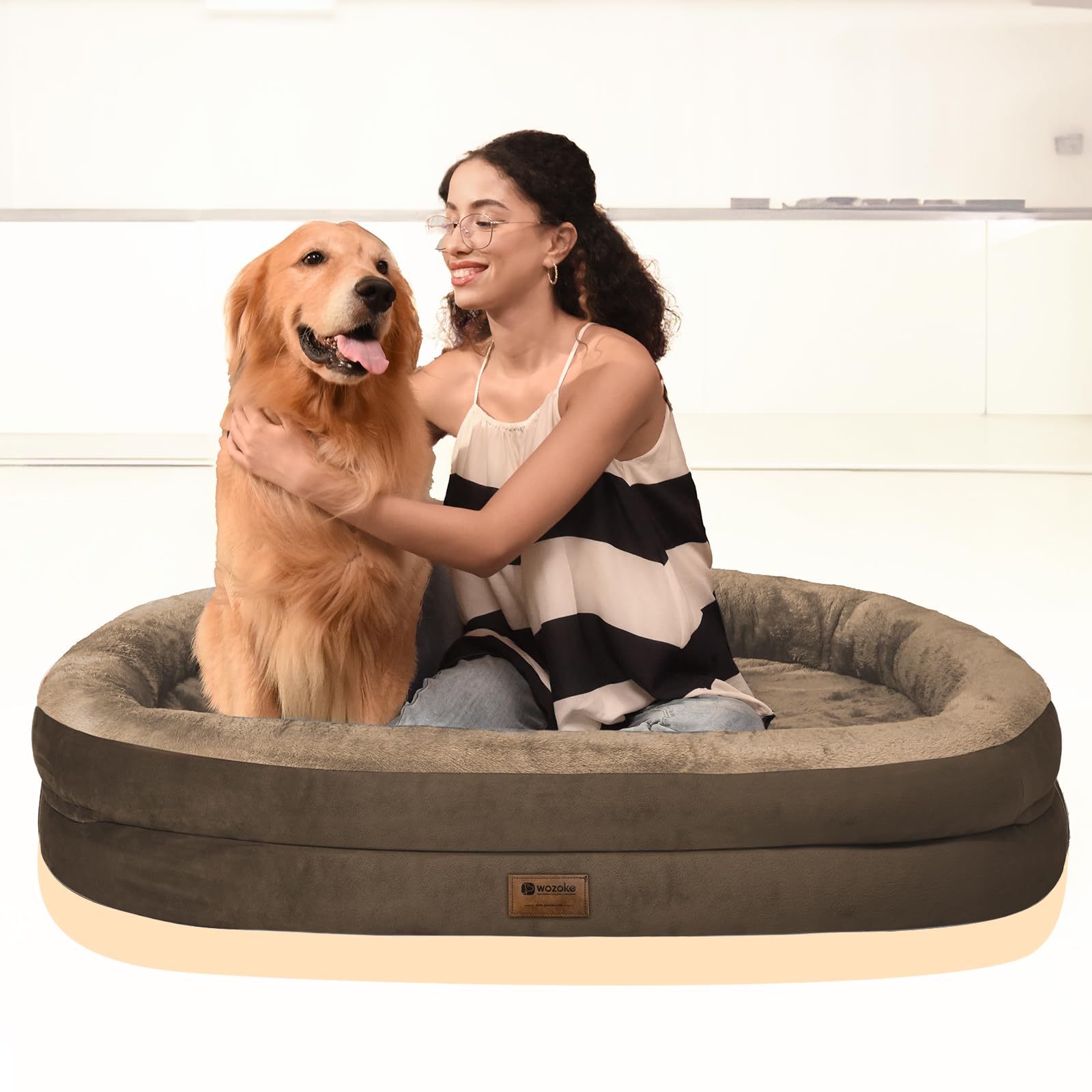 WOZOKE jumbo bed in coffee color for spacious lounging