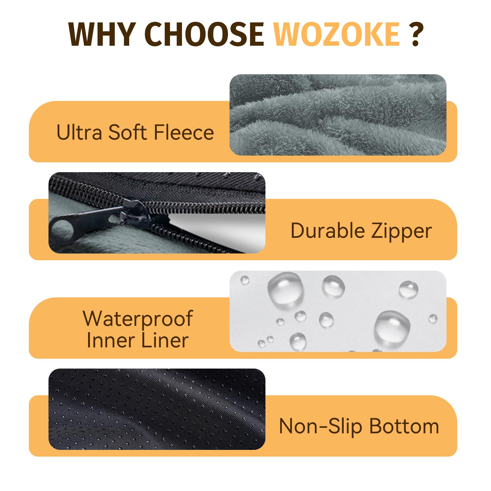 WOZOKE grey fabric dog bed design complements modern interiors