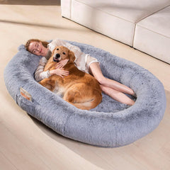 WOZOKE human dog bed plush fur close-up for cozy lounging with family