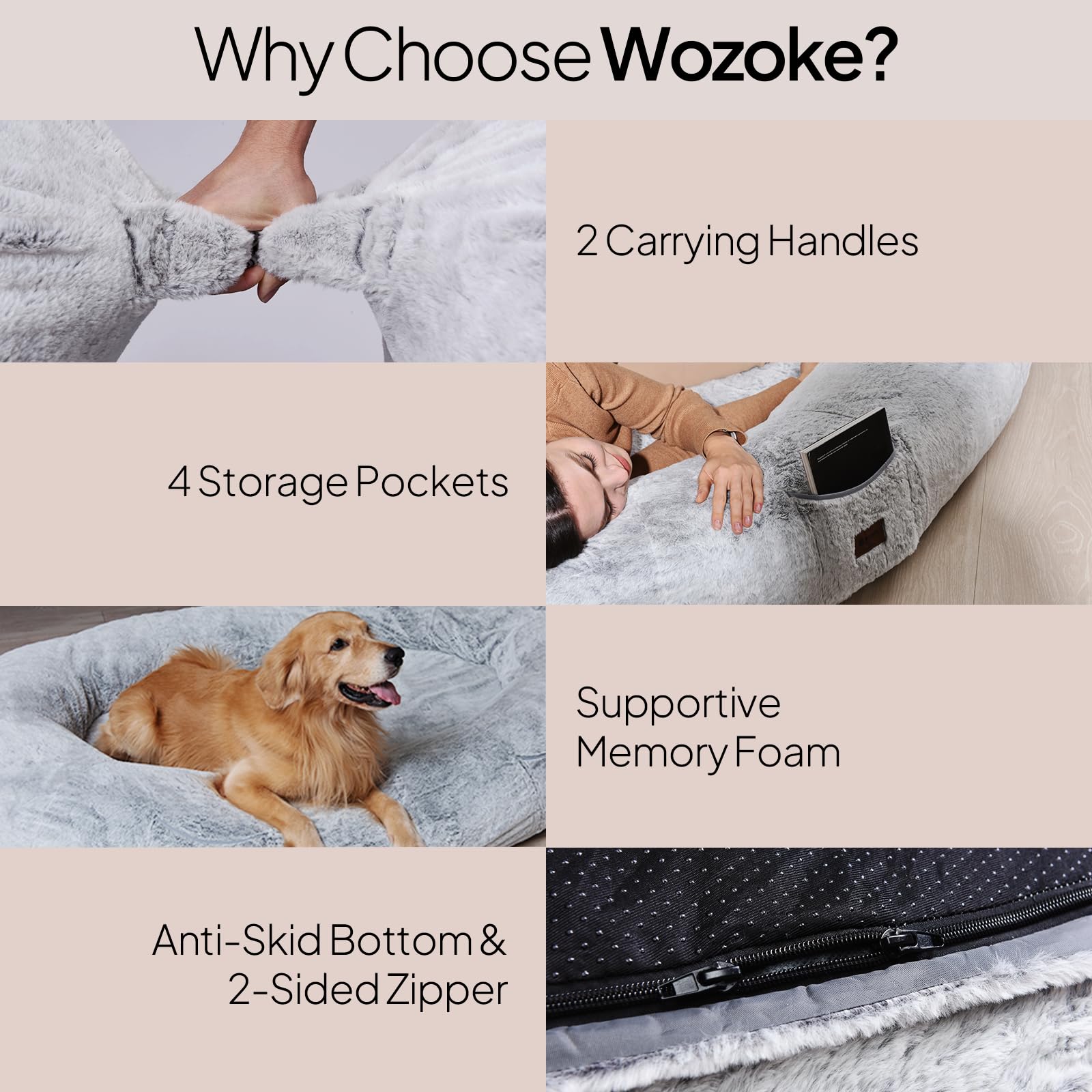 WOZOKE bed shows storage pockets for toys and devices