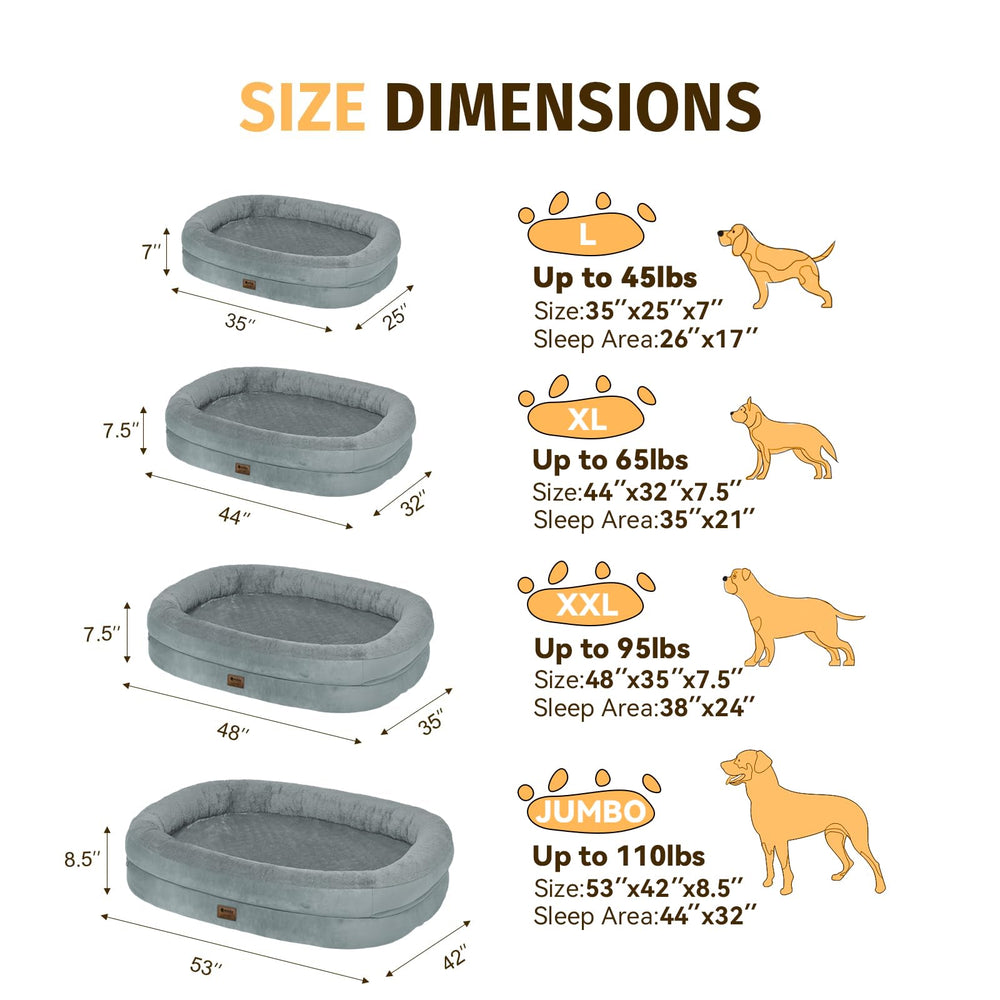 WOZOKE large dog bed with 360-degree surround support for curling and stretching comfort