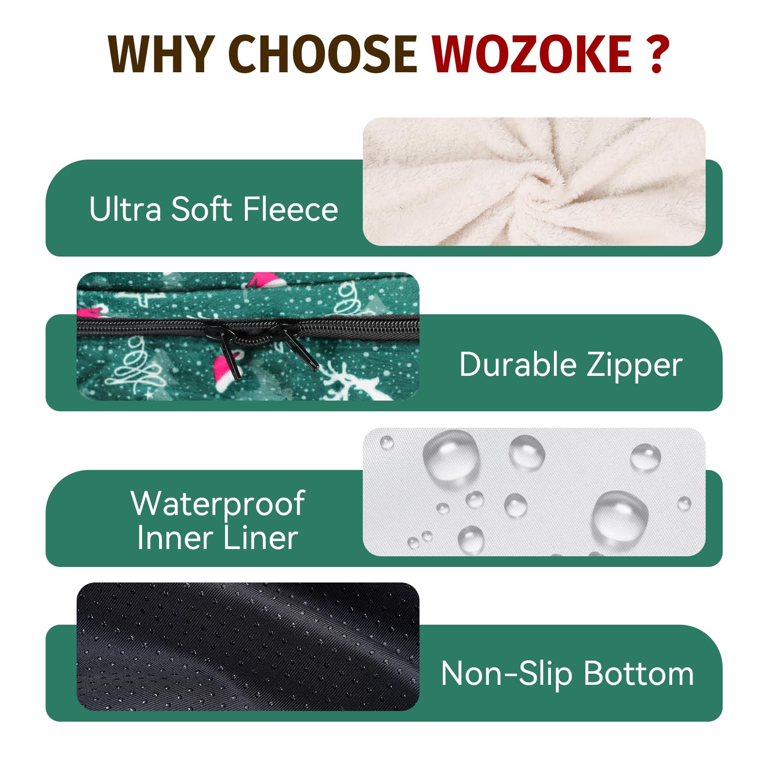 WOZOKE non-slip bottom helps locate the bed on slick floors.