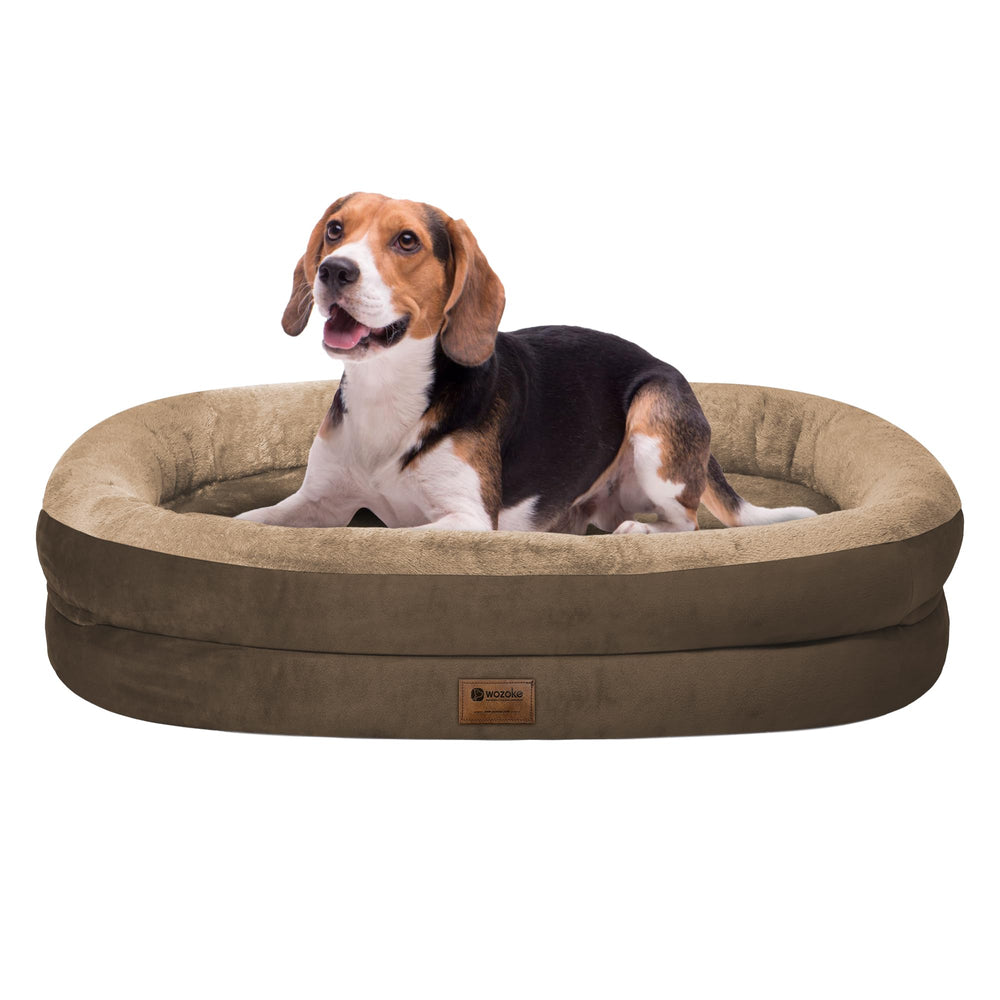 WOZOKE orthopedic waterproof dog bed with memory foam close-up of egg crate foam