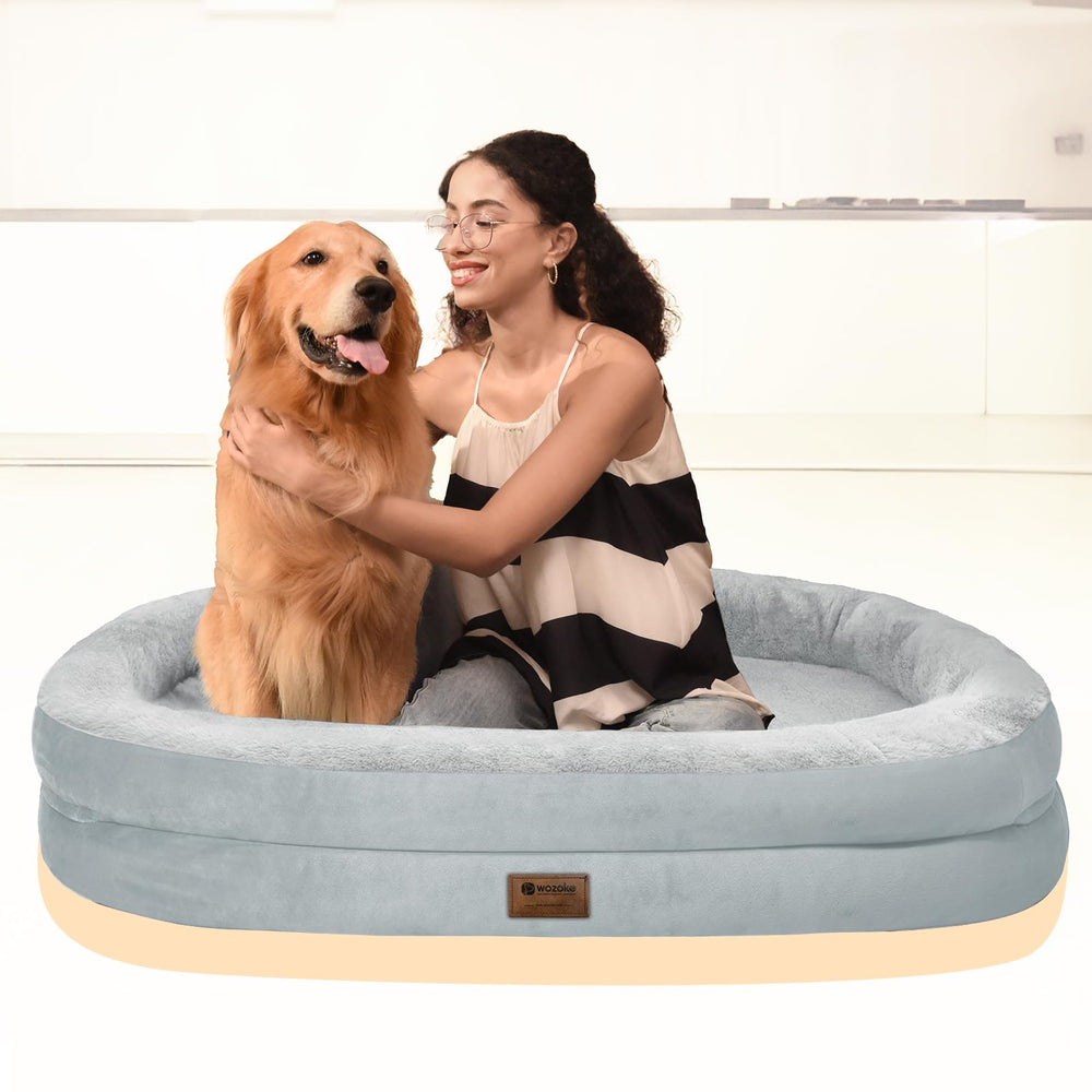 WOZOKE silver color dog bed blends with home decor and daily use