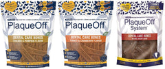 WPARHUS ProDen PlaqueOff bundle chicken-pumpkin bone chews promoting dental care.