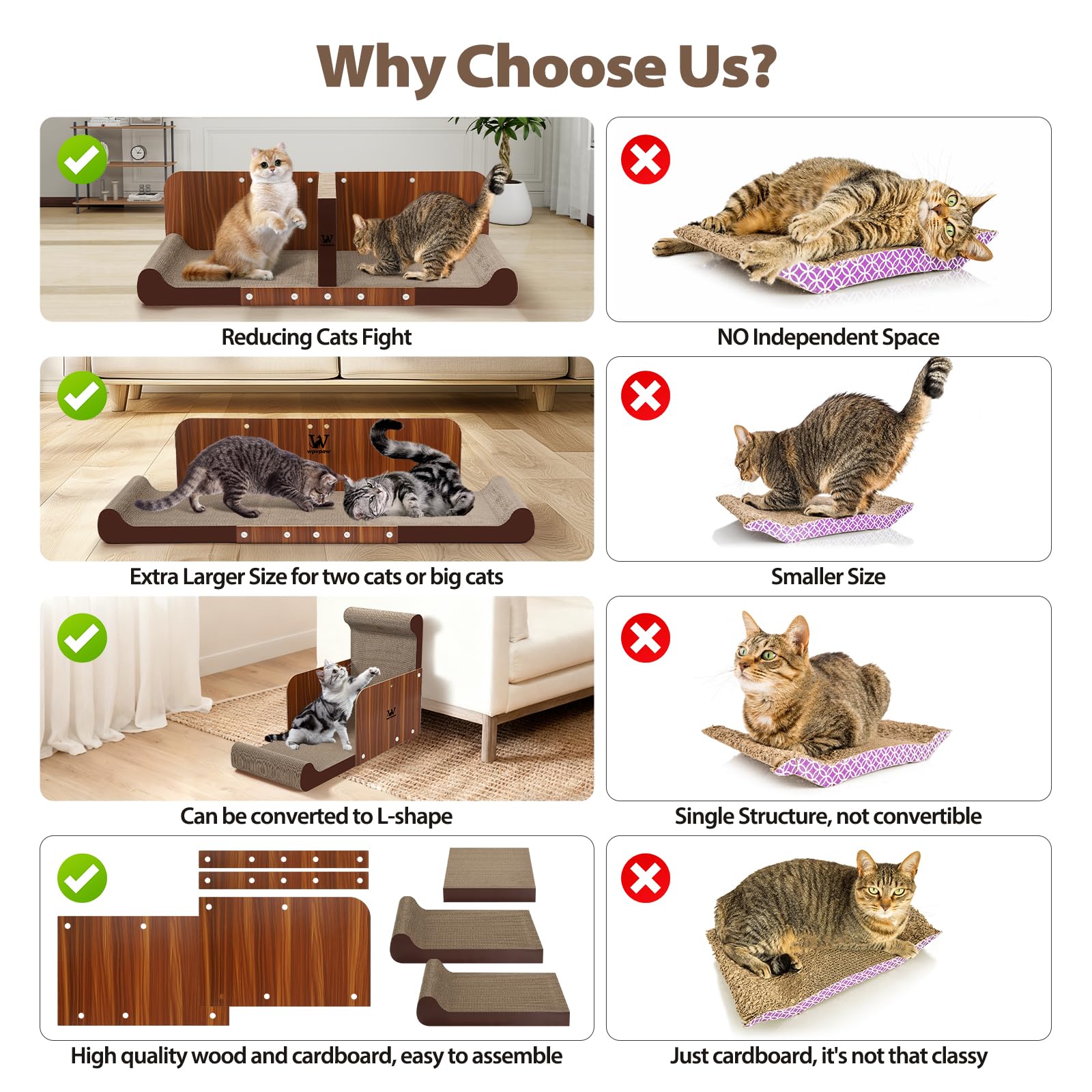 wpvpaw 34 inch cat scratcher bed l-shape provides versatile corner placement for furniture protection