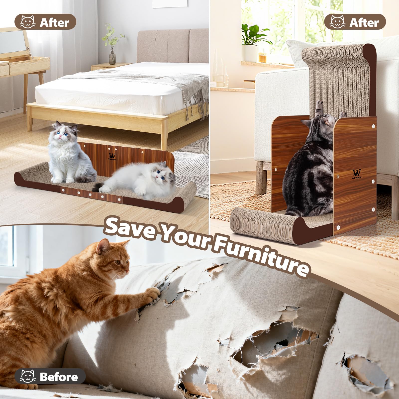 wpvpaw 34 inch cat scratcher bed standard size demonstrates spacious lounging and scratching area