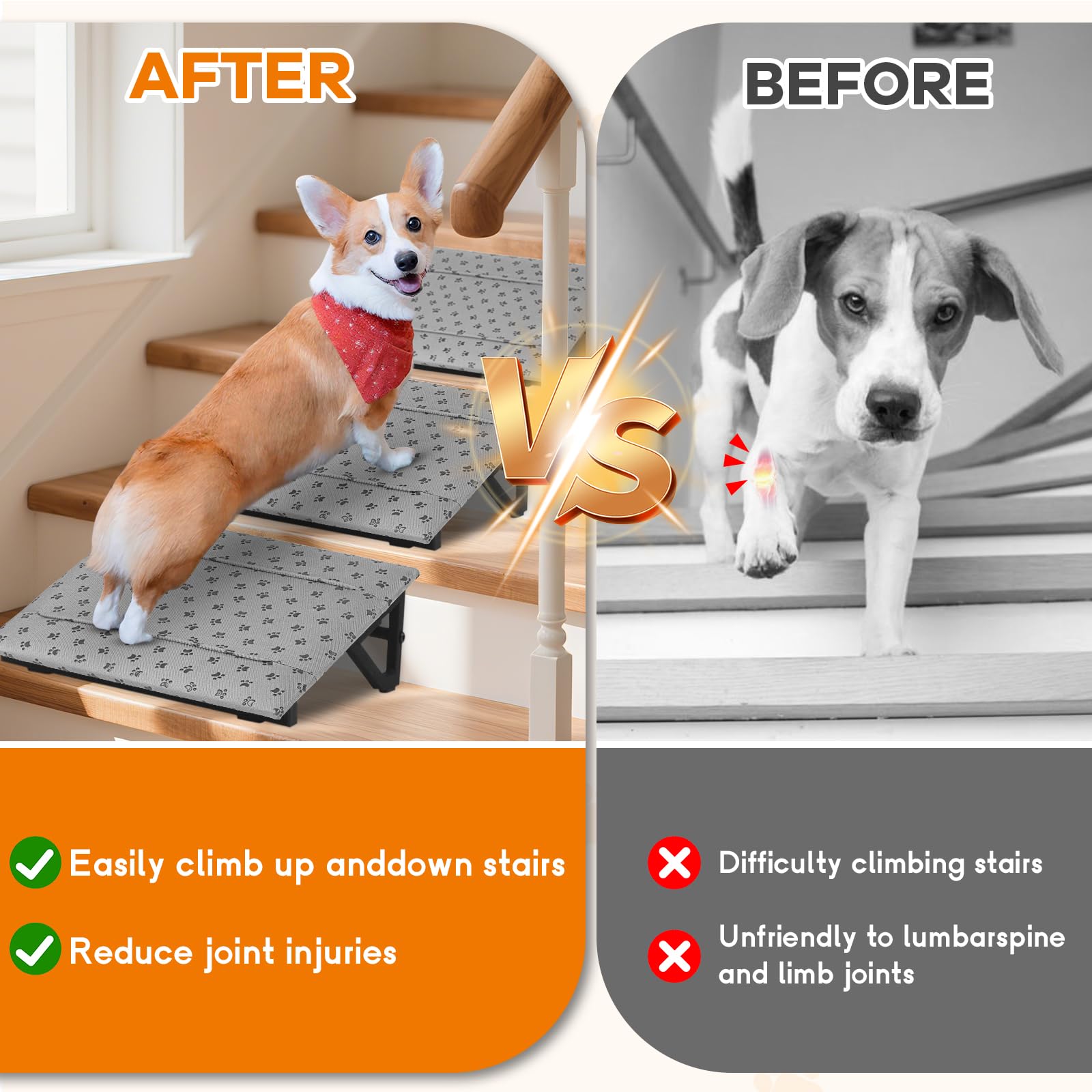 WPVPaw dog ramp bottom rubber pads prevent sliding on tiles and wood