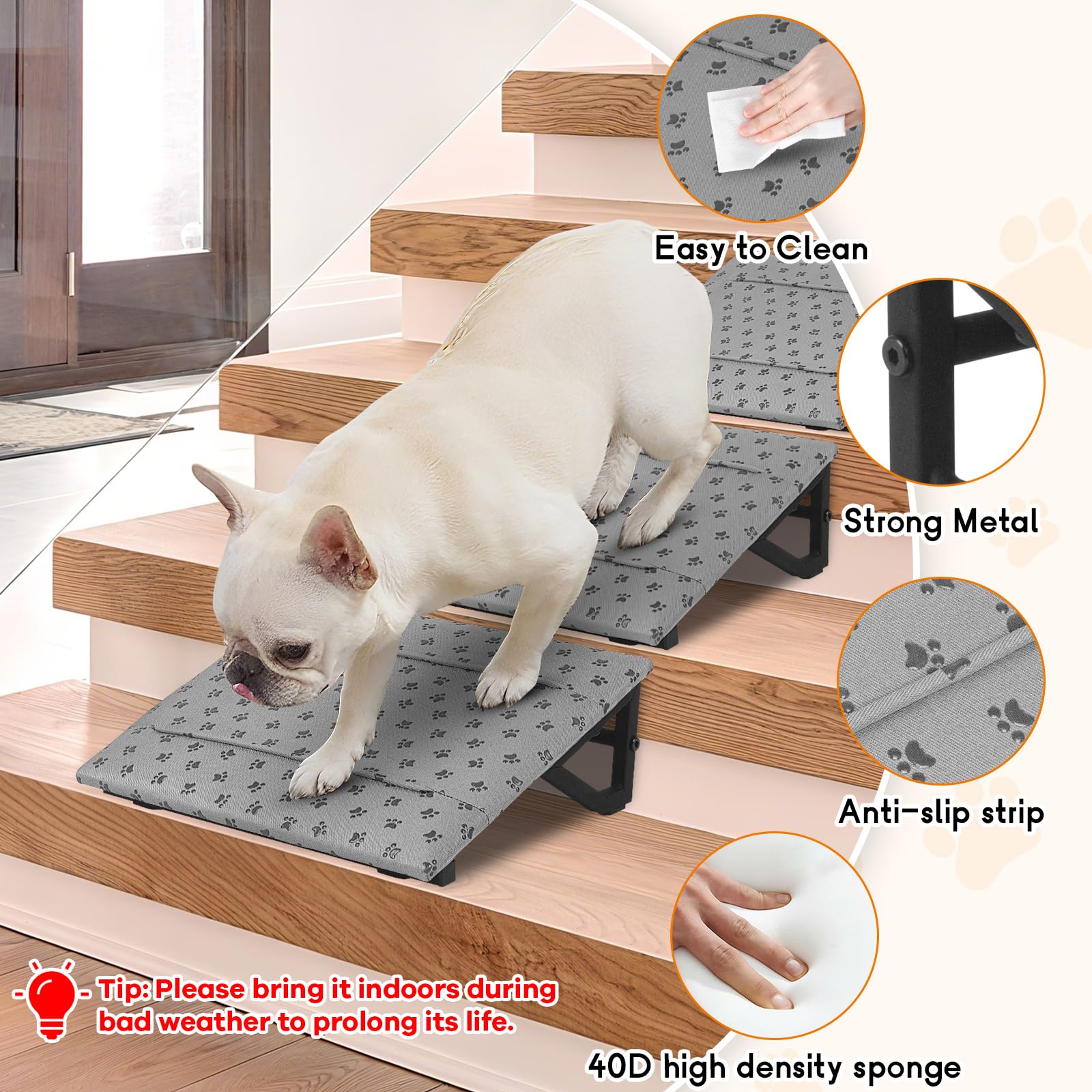 WPVPaw dog ramp portable design with tool-free setup for indoor use