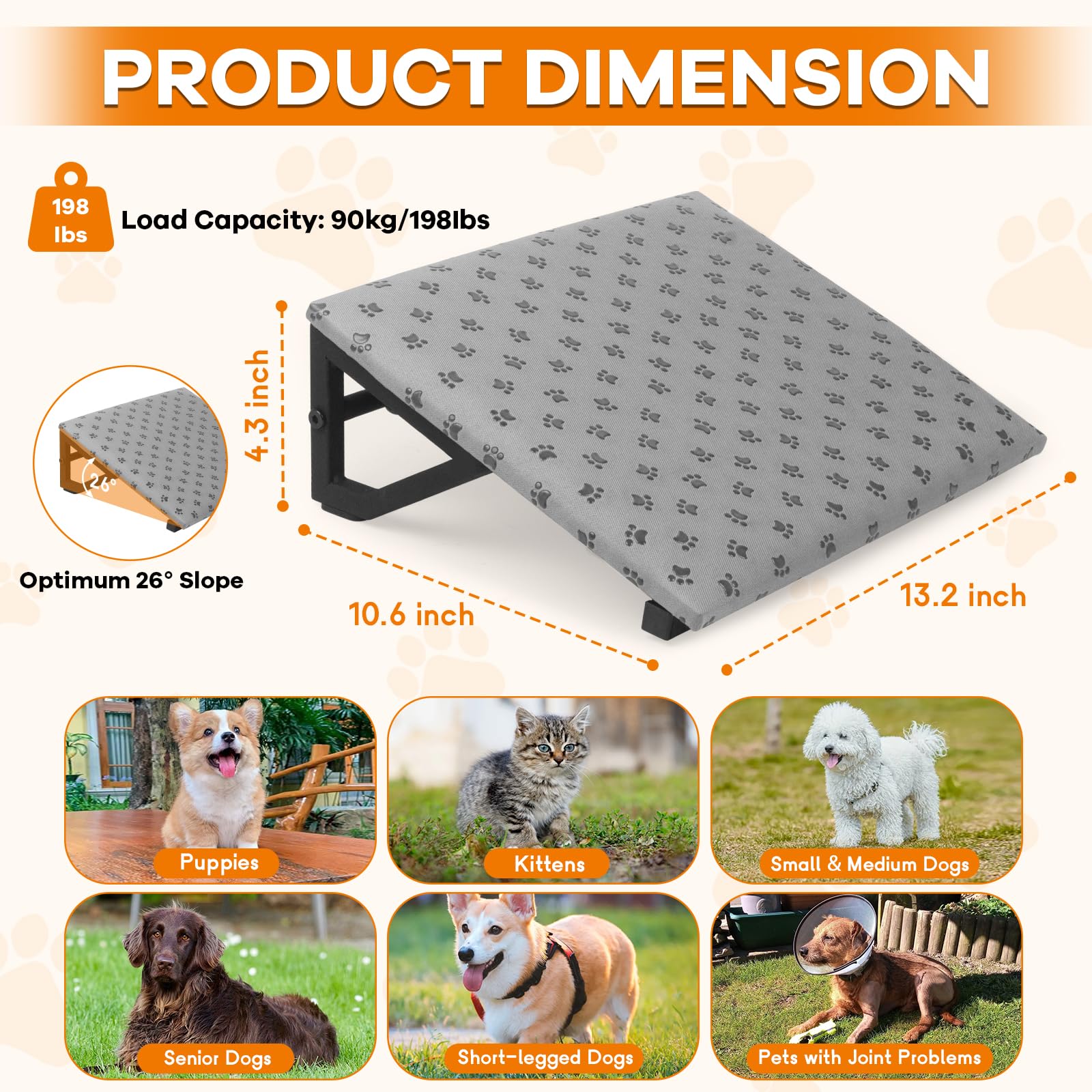 wpvpaw dog ramp rubber pads stabilize the base for steady use