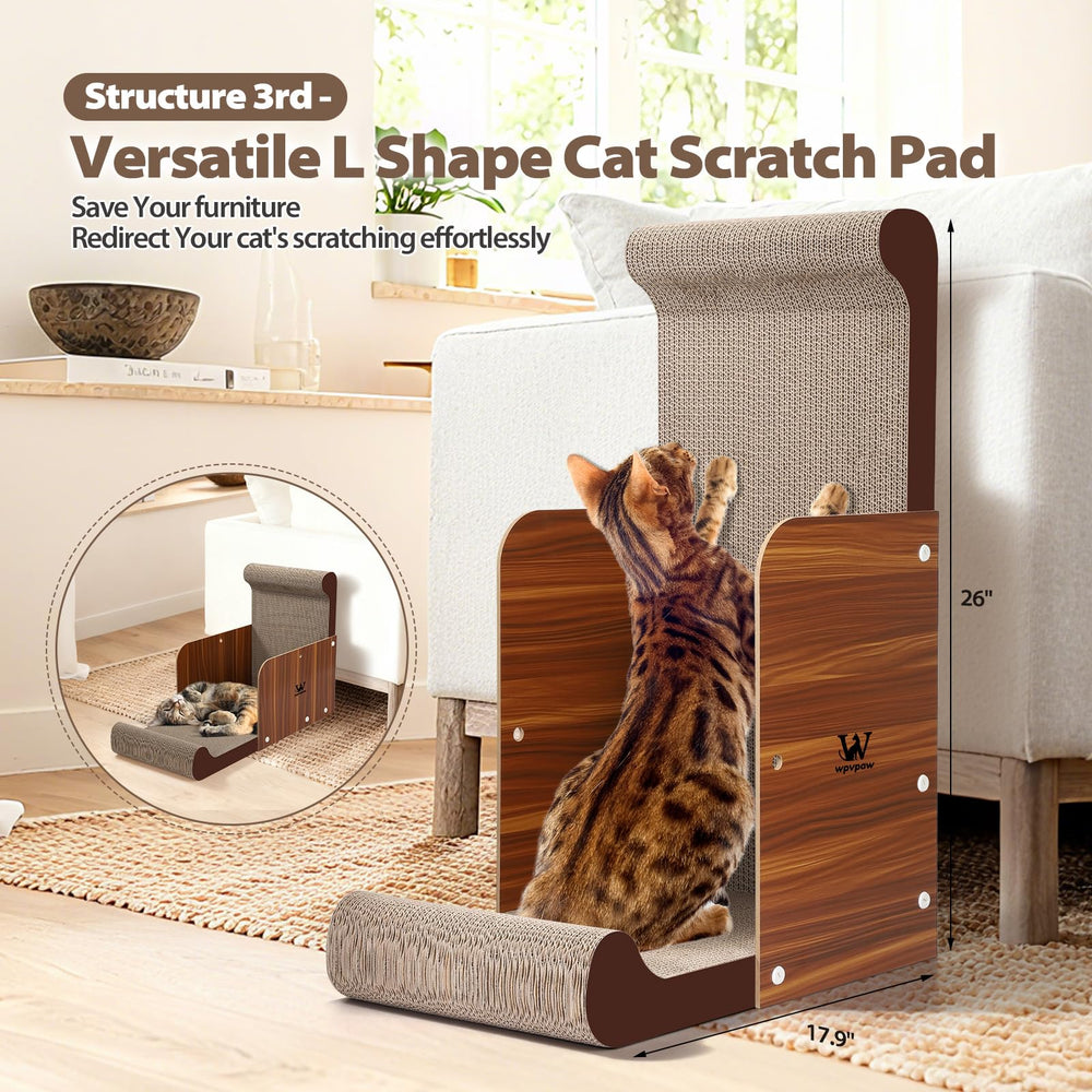 wpvpaw wooden-backdrop cat scratcher shows premium materials and a refined look