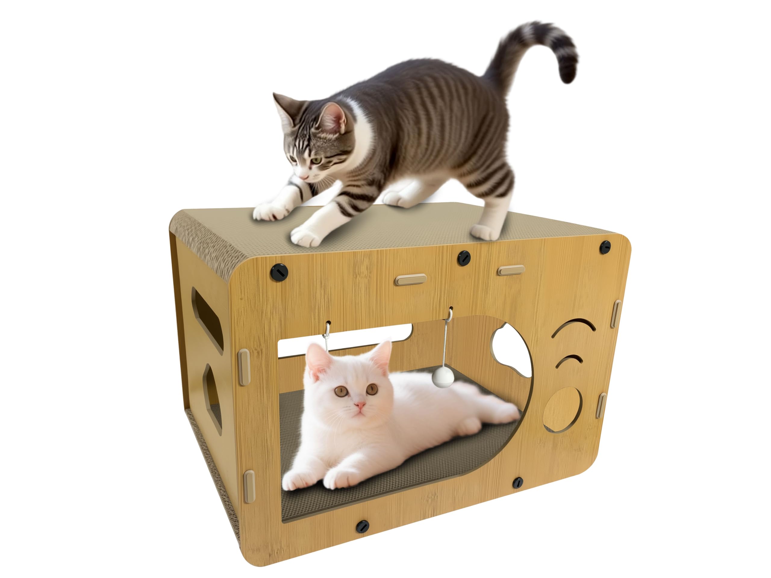 WRBTA cat nest scratchpad — cozy resting nest plus claw-scratching area protects furniture.
