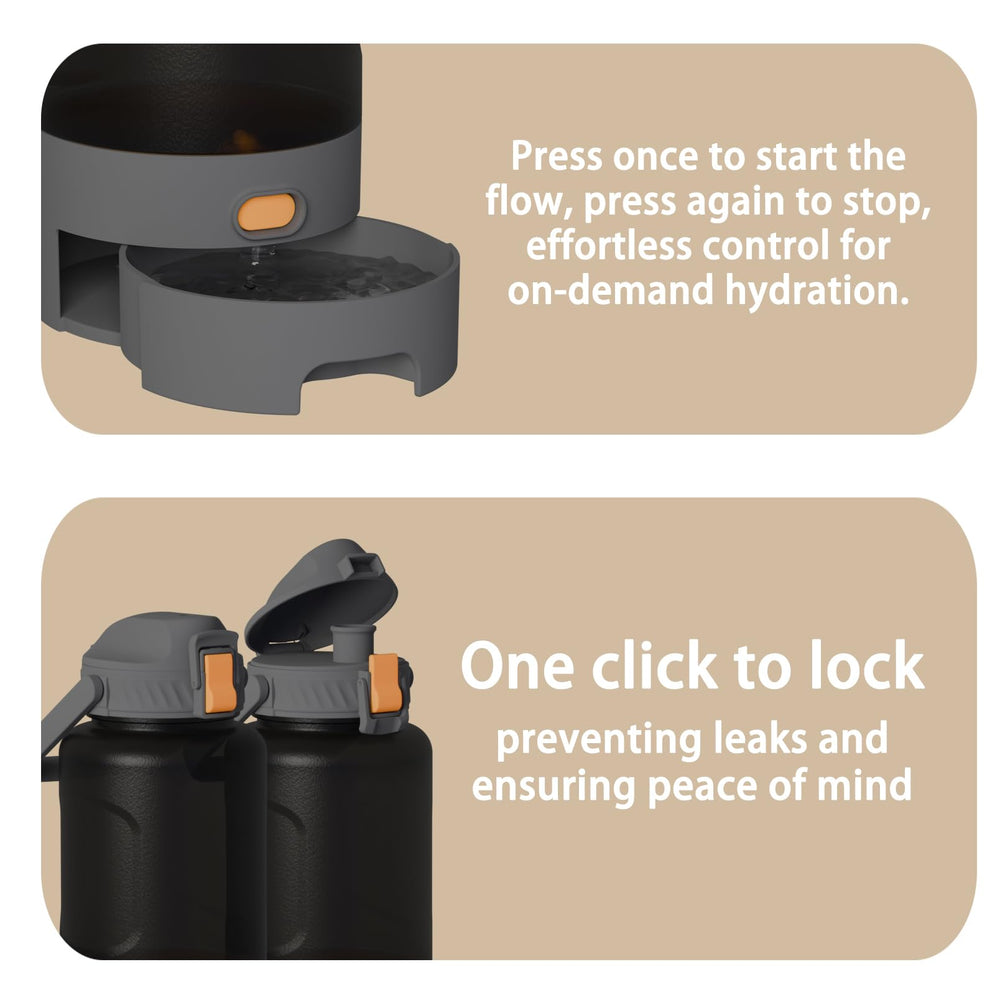 Wreyng one-hand operation lid image highlights effortless sipping on hikes.
