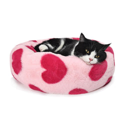 wrkfree small cat bed donut pink heart offers soothing comfort for indoor cats during naps.