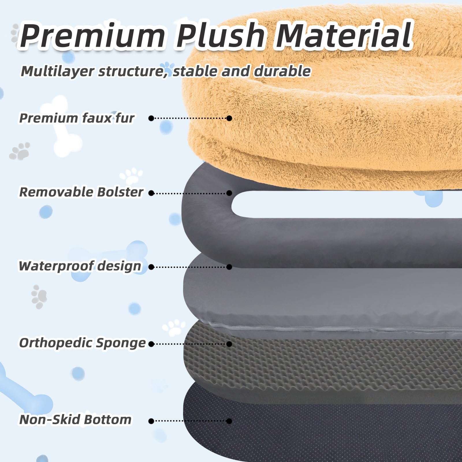 WROS Human Dog Bed storage pocket detail in pumpkin color keeps essentials handy