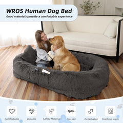 WROS human dog bed assembly view highlights easy setup and extra-large size.