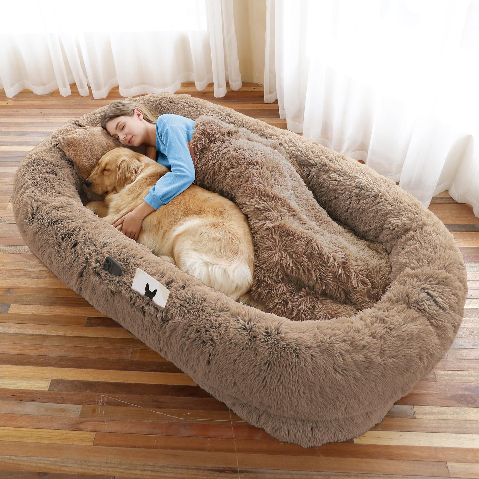 WROS Human Dog Bed cover in plush faux fur for soft warmth